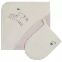 Accesoriu pentru baie Premaman PBRKKH-ROC-UNQ Prosop si manusa Little Deer Ecru/roz