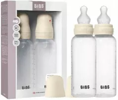 Поильник BIBS 51171216 Set 2 biberoane din plastic anticolici Ivory cu tetina din silicon 3+ luni, 270ml