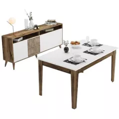 Модульная мебель Trendy Milan-522, орех, белый (комплект мебели для столовой) (GTR001294)
