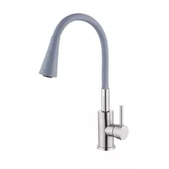 Смеситель кухонный Hydro S Aquafix 821, din inox pipă flexibilă, gri (0400365)