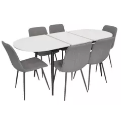 Комплект стол и стулья Evelin di Costacurta стол DT-533R B + 6 стульев YTC-078B Bjorn-13 (Grey)