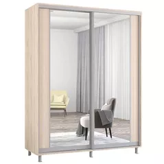 Dulap Mobildor-Lux Aron-P uși glisante din PAL cu oglindă vertical (170x60x220H cm) Sonoma