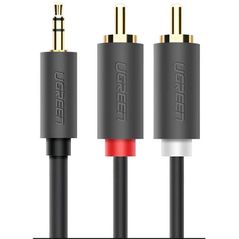 Кабель для AV Ugreen 10512 3.5mm Male to 2 RCA Male Audio Cable 3m, AV102, Gray
