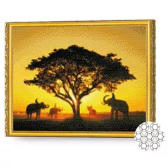 Tablou pe numere Art Gallery GA81611 Mozaic cu diamante 40x50cm Savana la apus