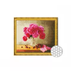 Tablou pe numere Art Gallery GB80109 Mozaic cu diamante 30x40cm Bujori roz aprins