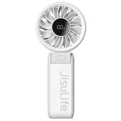 Ventilator portativ JisuLife Life7S, 3.5-19h, 5000mAh, 5 viteze, Gri deschis