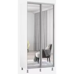 Шкаф Mobildor-Lux Раздвижные зеркальные двери Aron-P (120x60x210H см) Бриллиантовый белый