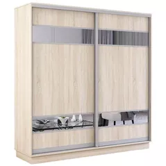 Dulap Mobildor-Lux Fox uși glisante din PAL cu elemente din oglindă (200x60x200H cm) Sonoma