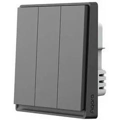 Întrerupător electric Aqara E1 - Întrerupător cu 3 butoane (cu neutru) cutie de perete pătrată, neagră (ZNQGKG31LM)