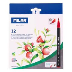 Set de creație miscellaneous 0612612S Set markere acuarelabile Milan, 12 culori, pensula 0.5-6mm