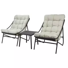 Садовая мебель Promstore 49671 Комплект мебели из 5 предметов: стол, 2 стула + 2 матраса, серый