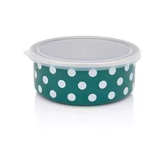 Container alimentare Metalac 57045 Recipient emailat Green Dots 16cm, 1.3L, capac din plastic