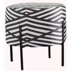 Пуф Trendy Tuffet Flux-Negru, Alb (GTR002890)