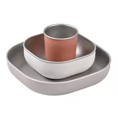 Посуда для кормления Beaba B913584 Set de masa din otel inoxidabil 4 piese Terracotta