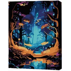 Картина по номерам BrushMe RMGB016FC 30x40сm (pânză neagră/fără cutie) Magia pădurii nocturne