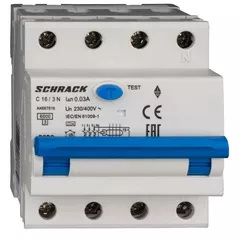 Автомат дифференциальный Schrack Technik AK667840 (RCBO) 3+N, AMPARO 6 кА, C 40 А, 30 мА, тип A