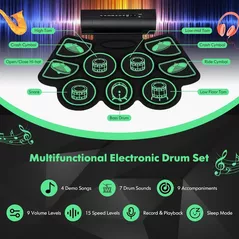 Jucărie muzicală Helmet G3001GN Drum Pad with 9 Pads + Speaker and Pedals, Green