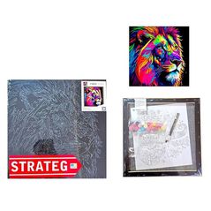 Tablou pe numere Strateg 57210 (fundal negru) 40x40cm Leul puternic