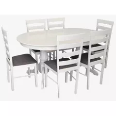 Комплект стол и стулья Evelin di Costacurta стол HV-33V White + 6 стульев Gloria White/NV-10WP Grey