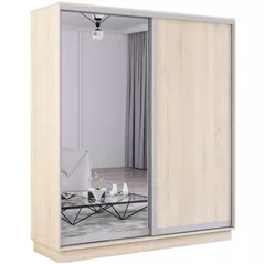 Шкаф Mobildor-Lux Раздвижные двери Fox из зеркала и ДСП (180x60x240H см) Sonoma