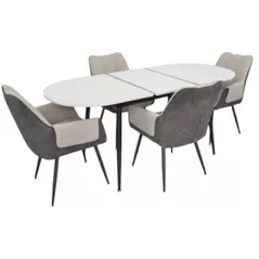 Комплект стол и стулья Evelin di Costacurta стол DT-533R B + 4 стула QT-227B UF885-13 (Light grey)/UF885-15 (Dark grey)