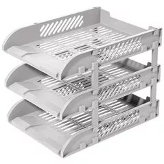 Suport pentru documente Deli DLE9213-GR Set 3 tavite suprapozabile, gri