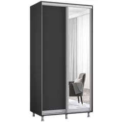 Шкаф Mobildor-Lux Арон с раздвижными дверцами из зеркала и ДСП (110x60x230H см) Антрацит