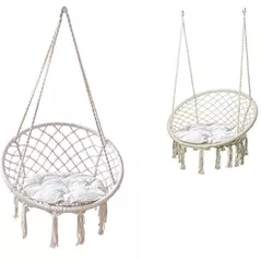 Mobilier pentru grădină ProGarden 31162 Fotoliu suspendat cu perna H108cm, D80cm, max 110kg, cu franjuri