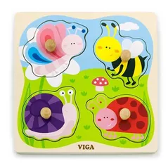 Головоломка Viga 50131 Flat Puzzle w/Big Wooden Knob Insect