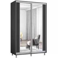 Dulap Mobildor-Lux Aron cu uși glisante cu oglindă vertical (150x60x220H cm) Anthracite
