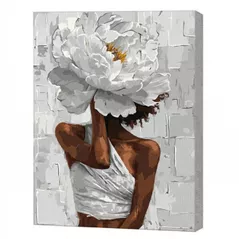 Tablou pe numere Ideyka KHO8503 40x50cm Eco, Imagine florala cu vopsele metalice