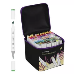 Set de creație miscellaneous MS_53455 Set de markere pentru sketching Meshu 100 culori, husa cu fermoar
