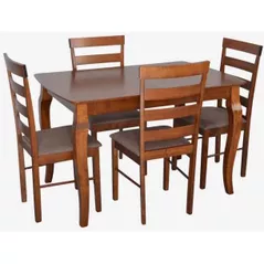 Комплект стол и стулья Evelin di Costacurta стол HV-29V Burnish Oak + 4 стула GLORIA Burnish/Ekea12 Dark Brown