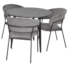 Комплект стол и стулья Evelin di Costacurta стол DT 404-6B + 3 стула YTC-097B Dark grey