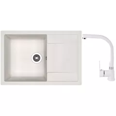 Chiuvetă bucătărie cu bateria Dr.Gans Techno 760 + SanDonna F 7103 alb