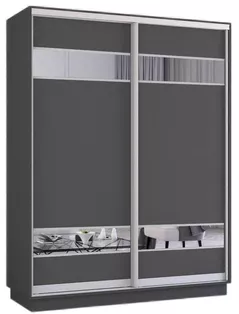 Шкаф Mobildor-Lux Fox uși glisante din PAL cu elemente din oglindă (230x60x240H cm) Anthracite