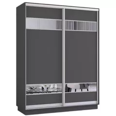 Dulap Mobildor-Lux Fox uși glisante din PAL cu elemente din oglindă (220x60x200H cm) Anthracite