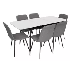 Комплект стол и стулья Evelin di Costacurta стол DT-531R B + 6 стульев YTC-078B Bjorn-13 (Grey)