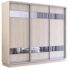 Dulap Mobildor-Lux Fox uși glisante din PAL cu elemente din oglindă (250x60x240H cm) Sonoma