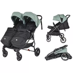 Сărucior pentru copii Moni 2Gether Iceberg Green, pentru gemeni