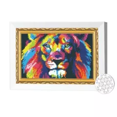 Картина по номерам Art Gallery JS29553 Mozaic cu diamante 20x30cm Leul curcubeu