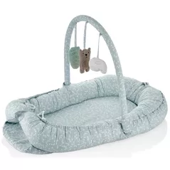 Cocon pentru bebelusi BabyJem 489 Babynest cu bara jucarii Between parents Verde