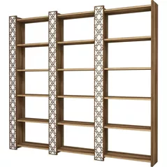 Raft de birou Trendy Orasul 3, Nuc, Alb 184x170x24cm, raft de carti