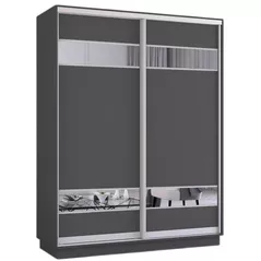 Dulap Mobildor-Lux Fox uși glisante din PAL cu elemente din oglindă (200x60x210H cm) Anthracite