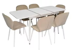 Set masă și scaune Evelin di Costacurta стол DT-531R Wh + 6 стульев YTC-064Wh UF910-01 (Light beige)