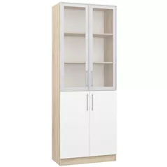 Dulap Mobildor-Lux Dulap vitrină cu polițe Practik (80x40x210H cm) Sonoma/White
