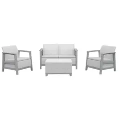 Садовая мебель Keter 57960 Set mobilier 4 unitati: masa, 2 fotoli, canapea, gri/gri inchis