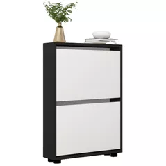 Raft pentru încălțăminte Mobildor-Lux Leo Slim 90x16x86H cm Anthracite/White
