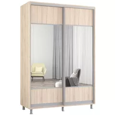 Шкаф Mobildor-Lux Aron-P uși glisante din PAL cu oglindă orizontal (160x60x220H cm) Sonoma