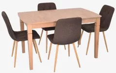 Комплект стол и стулья Evelin di Costacurta стол HV-27V Light Brown + 4 стула YTC-080Wo, BJORN-45 (Dark brown)